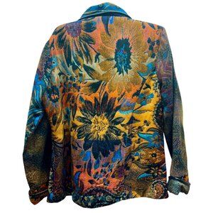 Parsley and Sage Large Jacket Artsy Boho Festival Floral Tapestry Pattern
